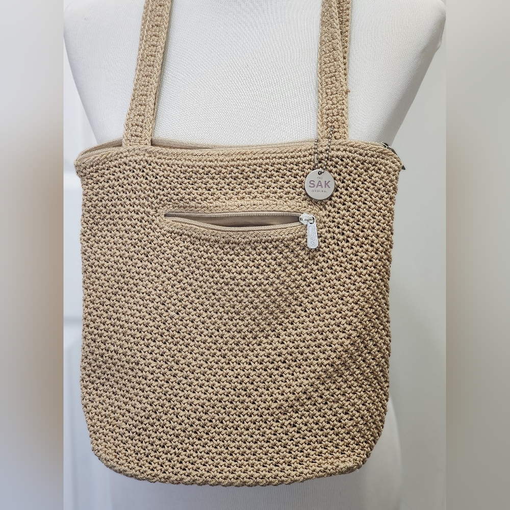 The Sak Tan Crochet Tote Bag